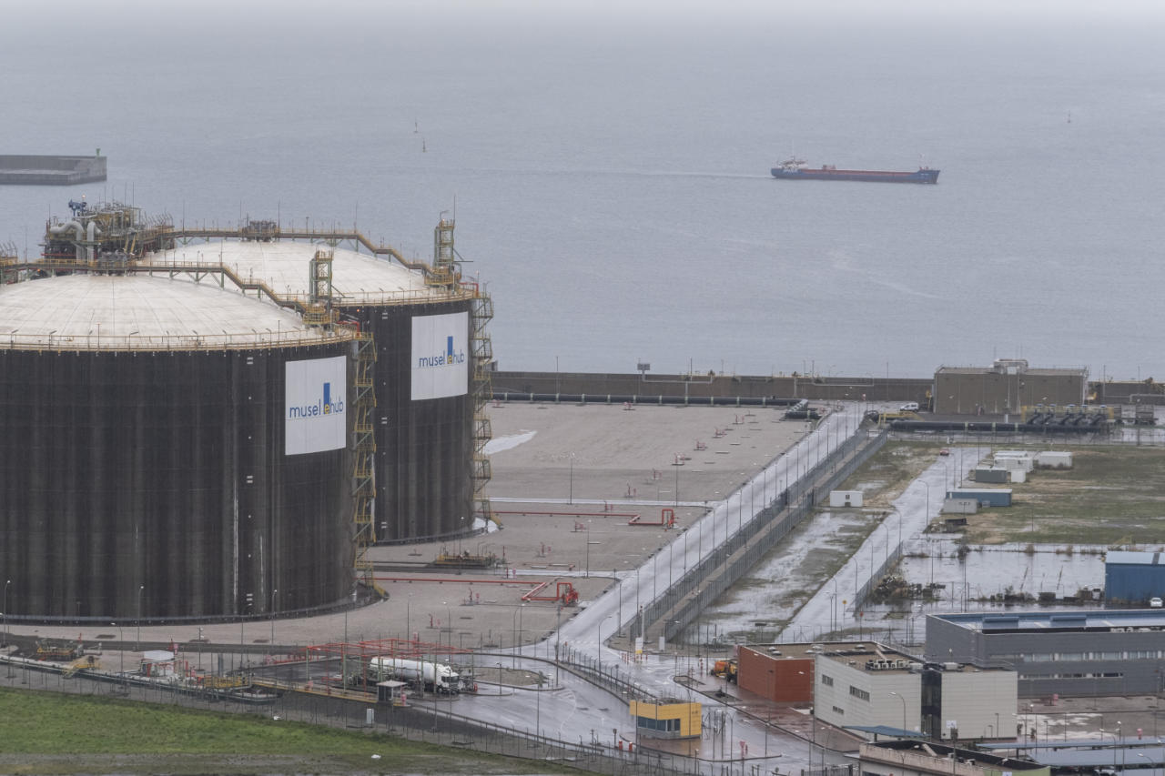 The LNG regasification plant in Gijon, Principality of Asturias. North of Spain